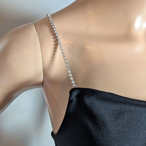 Vintage 90s Express Mini Dress Formal Cocktail Empire Waist Rhinestone Size 11 - Picture 6 of 13